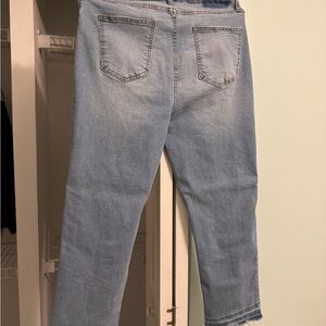 Astylish Ladies Distressed Hem Straight Leg Jeans Casual Stretch Denim